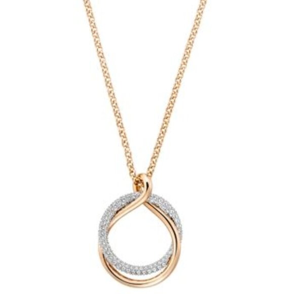 Swarovski Brilliant Crystal Rose Exact Double Circle Necklace BNWT Great Gift - Picture 2 of 3